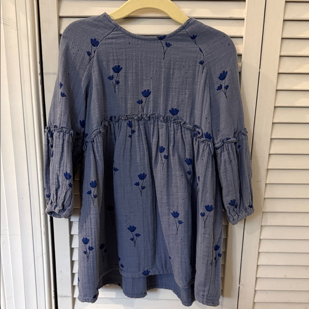 Zara Light Blue Dress with Royal Blue Floral Print